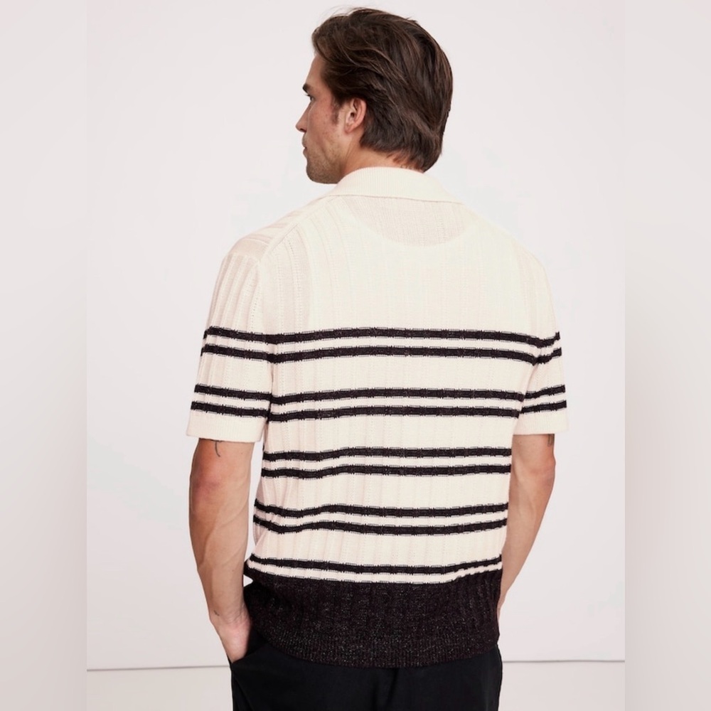 NWT Banana Republic Cotton Linen Resort Polo Sweater Sz Large (#671585) - Picture 2 of 8